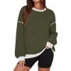 imageZESICA Sweatshirts for Women Casual Long Sleeve Crewneck Contrast Color Oversized Pullover Tops Trendy ClothesArmy Green