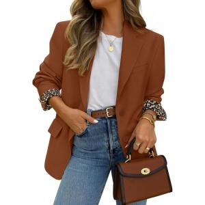 imageZESICA Womens Fall Business Casual Blazers 2025 Long Sleeve Lapel Open Front Button Work Blazer Jackets with PocketsCaramel