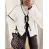 imageZESICA Crdigans for Women Trendy 2025 Tie Front Bow Sweaters Casual Long Sleeve Winter Clothing CoatsWhite