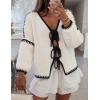 imageZESICA Crdigans for Women Trendy 2025 Tie Front Bow Sweaters Casual Long Sleeve Winter Clothing CoatsWhite