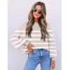 imageZESICA Womens 2025 Fall Fashion Turtleneck Long Sleeve Striped Ribbed Knit Loose Pullover Sweater TopsAlmond