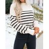 imageZESICA Womens 2025 Fall Fashion Turtleneck Long Sleeve Striped Ribbed Knit Loose Pullover Sweater TopsApricot