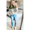 imageZESICA Womens 2025 Fall Fashion Turtleneck Long Sleeve Striped Ribbed Knit Loose Pullover Sweater TopsArmygreen