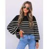 imageZESICA Womens 2025 Fall Fashion Turtleneck Long Sleeve Striped Ribbed Knit Loose Pullover Sweater TopsBlack