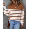 imageZESICA Womens 2025 Fall Fashion Turtleneck Long Sleeve Striped Ribbed Knit Loose Pullover Sweater TopsCaramel