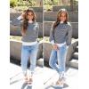 imageZESICA Womens 2025 Fall Fashion Turtleneck Long Sleeve Striped Ribbed Knit Loose Pullover Sweater TopsCarbon