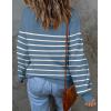 imageZESICA Womens 2025 Fall Fashion Turtleneck Long Sleeve Striped Ribbed Knit Loose Pullover Sweater TopsDarkblue
