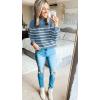 imageZESICA Womens 2025 Fall Fashion Turtleneck Long Sleeve Striped Ribbed Knit Loose Pullover Sweater TopsDarkblue