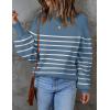 imageZESICA Womens 2025 Fall Fashion Turtleneck Long Sleeve Striped Ribbed Knit Loose Pullover Sweater TopsDarkblue