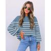 imageZESICA Womens 2025 Fall Fashion Turtleneck Long Sleeve Striped Ribbed Knit Loose Pullover Sweater TopsDarkblue