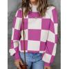 imageZESICA Womens 2025 Fall Fashion Turtleneck Long Sleeve Striped Ribbed Knit Loose Pullover Sweater TopsEggplant