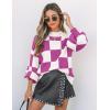 imageZESICA Womens 2025 Fall Fashion Turtleneck Long Sleeve Striped Ribbed Knit Loose Pullover Sweater TopsEggplant