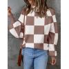 imageZESICA Womens 2025 Fall Fashion Turtleneck Long Sleeve Striped Ribbed Knit Loose Pullover Sweater TopsNutmeg