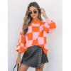 imageZESICA Womens 2025 Fall Fashion Turtleneck Long Sleeve Striped Ribbed Knit Loose Pullover Sweater TopsOrange
