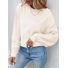 imageZESICA Womens 2025 Fall Long Sleeve Crew Neck Solid Color Cable Knit Chunky Casual Oversized Pullover Sweater TopsBeige