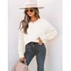imageZESICA Womens 2025 Fall Long Sleeve Crew Neck Solid Color Cable Knit Chunky Casual Oversized Pullover Sweater TopsBeige