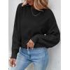 imageZESICA Womens 2025 Fall Long Sleeve Crew Neck Solid Color Cable Knit Chunky Casual Oversized Pullover Sweater TopsBlack