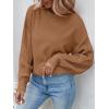 imageZESICA Womens 2025 Fall Long Sleeve Crew Neck Solid Color Cable Knit Chunky Casual Oversized Pullover Sweater TopsCamel
