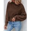 imageZESICA Womens 2025 Fall Long Sleeve Crew Neck Solid Color Cable Knit Chunky Casual Oversized Pullover Sweater TopsCoffee
