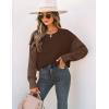 imageZESICA Womens 2025 Fall Long Sleeve Crew Neck Solid Color Cable Knit Chunky Casual Oversized Pullover Sweater TopsCoffee