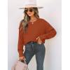 imageZESICA Womens 2025 Fall Long Sleeve Crew Neck Solid Color Cable Knit Chunky Casual Oversized Pullover Sweater TopsDeeporange