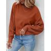 imageZESICA Womens 2025 Fall Long Sleeve Crew Neck Solid Color Cable Knit Chunky Casual Oversized Pullover Sweater TopsDeeporange