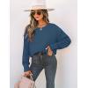 imageZESICA Womens 2025 Fall Long Sleeve Crew Neck Solid Color Cable Knit Chunky Casual Oversized Pullover Sweater TopsDustyblue