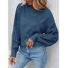 imageZESICA Womens 2025 Fall Long Sleeve Crew Neck Solid Color Cable Knit Chunky Casual Oversized Pullover Sweater TopsDustyblue