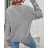 imageZESICA Womens 2025 Fall Long Sleeve Crew Neck Solid Color Cable Knit Chunky Casual Oversized Pullover Sweater TopsGrey