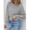 imageZESICA Womens 2025 Fall Long Sleeve Crew Neck Solid Color Cable Knit Chunky Casual Oversized Pullover Sweater TopsGrey
