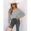 imageZESICA Womens 2025 Fall Long Sleeve Crew Neck Solid Color Cable Knit Chunky Casual Oversized Pullover Sweater TopsGrey