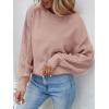 imageZESICA Womens 2025 Fall Long Sleeve Crew Neck Solid Color Cable Knit Chunky Casual Oversized Pullover Sweater TopsGreypink