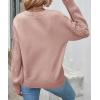 imageZESICA Womens 2025 Fall Long Sleeve Crew Neck Solid Color Cable Knit Chunky Casual Oversized Pullover Sweater TopsGreypink