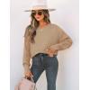 imageZESICA Womens 2025 Fall Long Sleeve Crew Neck Solid Color Cable Knit Chunky Casual Oversized Pullover Sweater TopsKhaki