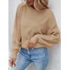 imageZESICA Womens 2025 Fall Long Sleeve Crew Neck Solid Color Cable Knit Chunky Casual Oversized Pullover Sweater TopsKhaki