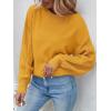 imageZESICA Womens 2025 Fall Long Sleeve Crew Neck Solid Color Cable Knit Chunky Casual Oversized Pullover Sweater TopsMustard