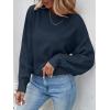 imageZESICA Womens 2025 Fall Long Sleeve Crew Neck Solid Color Cable Knit Chunky Casual Oversized Pullover Sweater TopsNavy