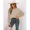 imageZESICA Womens 2025 Fall Long Sleeve Crew Neck Solid Color Cable Knit Chunky Casual Oversized Pullover Sweater TopsOatmeal
