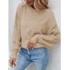 imageZESICA Womens 2025 Fall Long Sleeve Crew Neck Solid Color Cable Knit Chunky Casual Oversized Pullover Sweater TopsOatmeal
