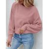 imageZESICA Womens 2025 Fall Long Sleeve Crew Neck Solid Color Cable Knit Chunky Casual Oversized Pullover Sweater TopsPurple
