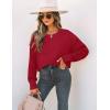 imageZESICA Womens 2025 Fall Long Sleeve Crew Neck Solid Color Cable Knit Chunky Casual Oversized Pullover Sweater TopsRed