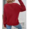 imageZESICA Womens 2025 Fall Long Sleeve Crew Neck Solid Color Cable Knit Chunky Casual Oversized Pullover Sweater TopsRed