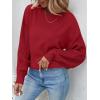 imageZESICA Womens 2025 Fall Long Sleeve Crew Neck Solid Color Cable Knit Chunky Casual Oversized Pullover Sweater TopsRed