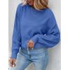 imageZESICA Womens 2025 Fall Long Sleeve Crew Neck Solid Color Cable Knit Chunky Casual Oversized Pullover Sweater TopsRoyalblue