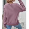 imageZESICA Womens 2025 Fall Long Sleeve Crew Neck Solid Color Cable Knit Chunky Casual Oversized Pullover Sweater TopsTaro