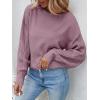 imageZESICA Womens 2025 Fall Long Sleeve Crew Neck Solid Color Cable Knit Chunky Casual Oversized Pullover Sweater TopsTaro