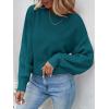 imageZESICA Womens 2025 Fall Long Sleeve Crew Neck Solid Color Cable Knit Chunky Casual Oversized Pullover Sweater TopsTeal