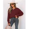 imageZESICA Womens 2025 Fall Long Sleeve Crew Neck Solid Color Cable Knit Chunky Casual Oversized Pullover Sweater TopsWine