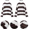 imageZESICA Womens 2025 Fall Long Sleeve Oversized Striped Color Block Comfy Loose Crew Neck Knitted Pullover SweaterCoffee