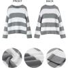 imageZESICA Womens 2025 Fall Long Sleeve Oversized Striped Color Block Comfy Loose Crew Neck Knitted Pullover SweaterGrey